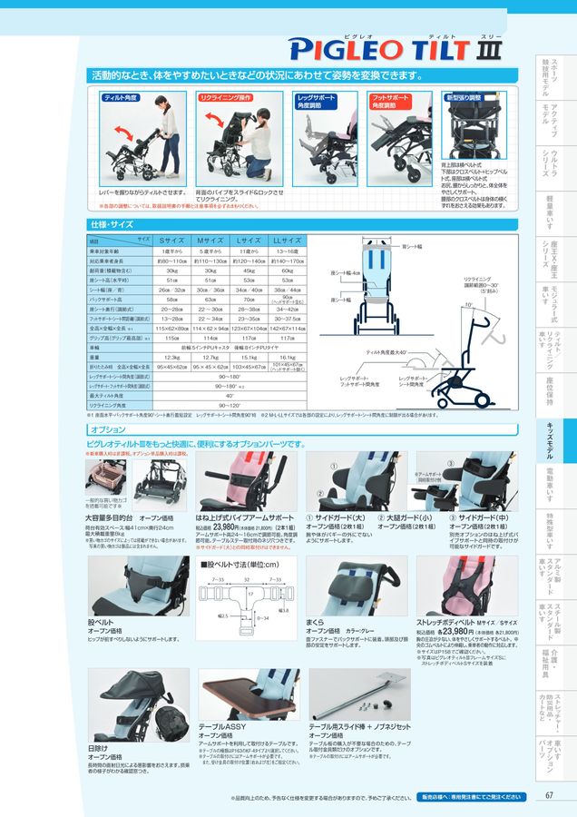 ピグレオ ティルト 3 折りたたみ 介護車いす RIGLEO内容物は写真をみて